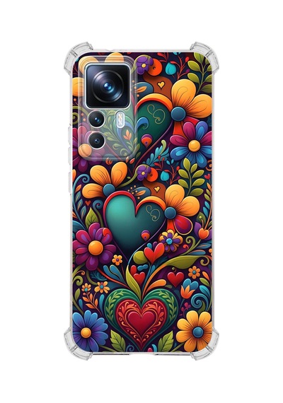 Printify Xiaomi Mi12t Pro İle Uyumlu Düşlerin Dansı Serisi Çiçeklerin Dansı Tasarımlı Uv Baskılı Köşe Korumalı Antişok Kılıf Şeffaf