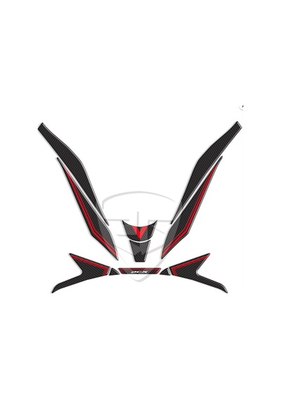 Pcx 125 2021 Karbon Desen Kırmızı Far Üstü ve Bıyık Pad