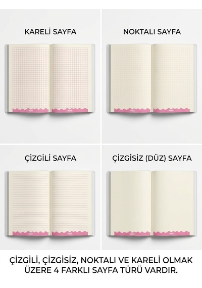 64 Sayfa Simli Sulu Kapaklı A5 Defter Çizgili Çizgisiz Kareli Noktalı Spiralsiz Defter Çok Renkli