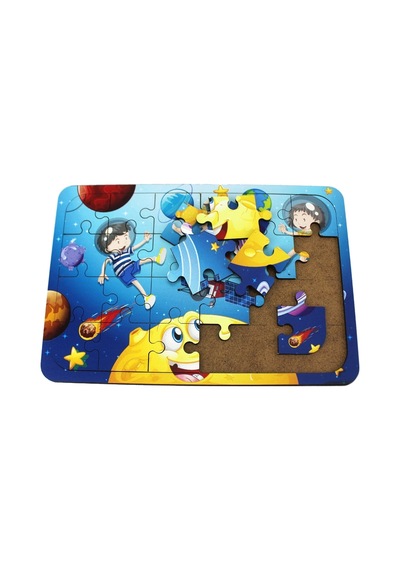 Ahşap Uzay Puzzle - Bebekleri İçin Puzzle - Ahşap Yapboz Oyuncak - Oyuncak Yap-boz - 24 Parça Puzzle 1 Adet