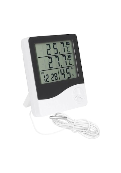 2 Dijital Termometre Alarm Saat Dış Sıcaklık Ölçer Nem Ölçer