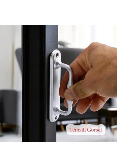 Tr Küçük Kıvrık Çekme Kolu Sürgülü Kapı Tutma Kulpu Kulbu Tutamağı Kol Mat Krom Renk 12 Cm İki Vidalı