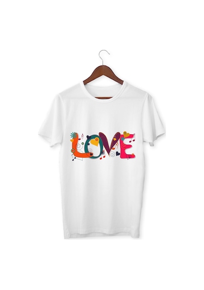 Alpşan Ticaret Sevgiliye Hediye Love Tişört Sevgililer Günü Hediyesi T-shirt Yetişkin Unisex Tişört Beyaz