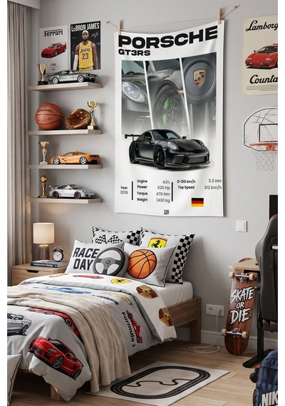 Gt3rs Porsche Dekoratif Duvar Örtüsü Duvar Halısı Reaste