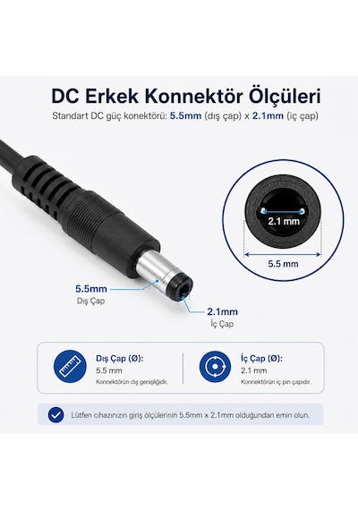 6073 Usb To Dc 5.5x2.1mm Güç Kablosu 1.5 Metre Açma Kapama Anahtarlı Switch 5v Power On/off