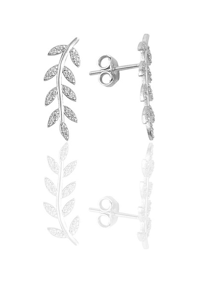Gümüş Zirkon Taşlı Yaprak Modeli Küpe N11.55962