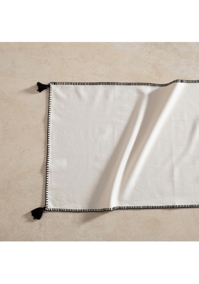 Oradea Püsküllü Runner Siyah 45x145 Cm Çok Renkli