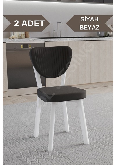 Faymend 2 Adet Elma Model Mutfak Sandalyesi Salon Sandalyesi Yemek Sandalyesi Cafe Restaurant Sandalyesi Siyah