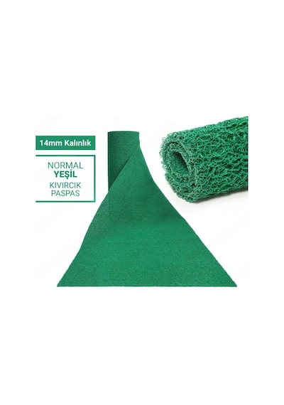 100x80cm Yeşil Kıvırcık Paspas-halı Kaymaz Yolluk Lidya 14mm Yeşil