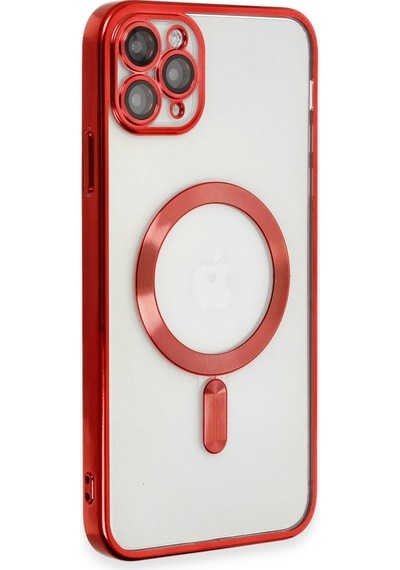 Newface Apple Uyumlu iPhone 11 Pro Max Kılıf Kross Magneticsafe Kapak - Kırmızı Kırmızı