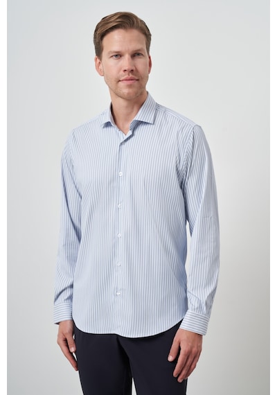 Morven Erkek Marine Çizgi Desen Trend Slim Fit Gömlek 25mc004051210 Marine Marine