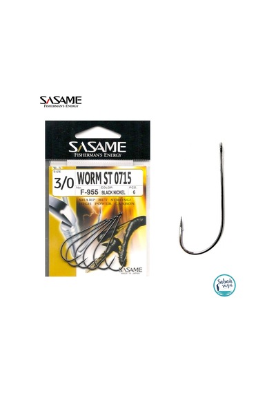 Sasame F-955 Worm Tırnaklı Halkalı Iğne  3/0 (6Ad) Siyah