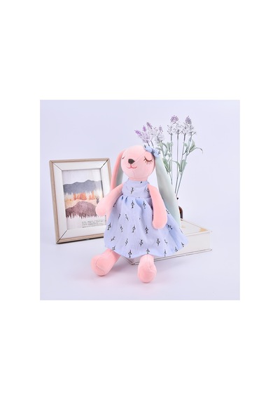 Sevimli Uzun Kulaklı Elbiseli Tavşan Bebek Ve Çocuk Uyku Arkadaşı Hediyelik Oyuncak Pembe Pembe