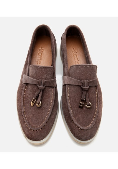 Hotiç Kadın Süet Deri Vizon Klasik Loafer