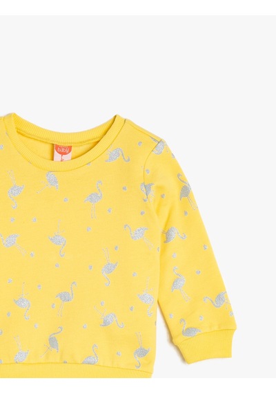 Koton Sim Detaylı Sweatshirt Sarı 0ymg19482ok