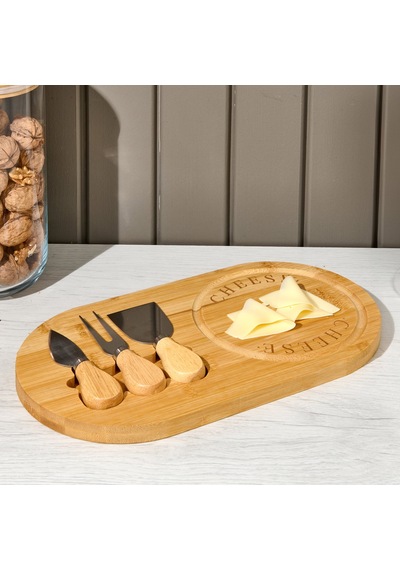 Naturalovee Bambu Peynir Servis Sunum Tabağı - Bej - 33x18x2,5 Cm Çok Renkli