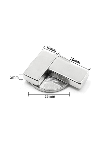 1 Adet 20x10x5 Mm Neodyum Magnet N35 Güçlü Mıknatıs Köşeli Dayanıklı Nikel Kaplama