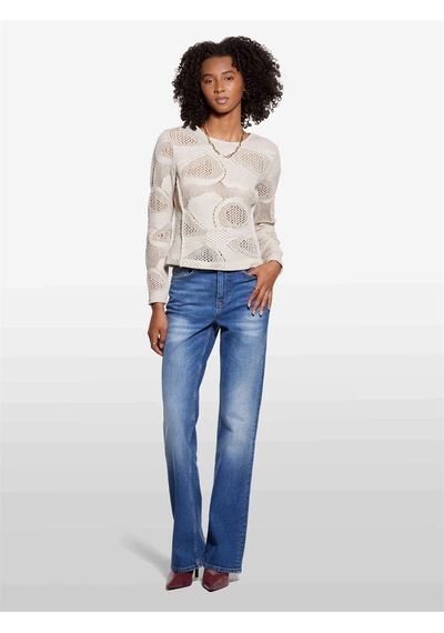 Sisley Pamuk Karışımlı Delik Detaylı Uzun Kollu T-shirt Kadın Pembe T-shirt - 325a3ııdl107t