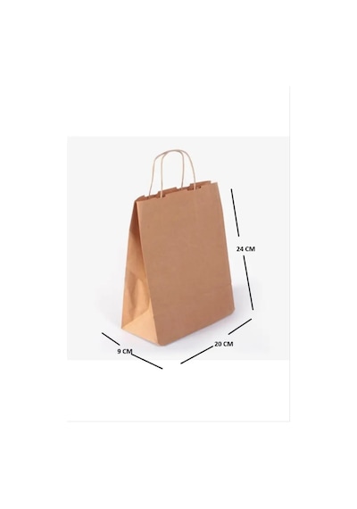 8 Adet Saplı Kraft Çanta 24 X 8 X 19 Cm Kağıt Poşet Çanta, Hediyelik Poşet