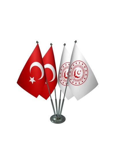 Masa Üstü Aile ve Sosyal Hizmetler Bakanlığı Bayrağı Türk Bayrağı