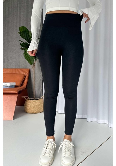 Mine Tan Butik Kalın Kemerli Çelik Örme Kadın Toparlayıcı Tayt - Siyah Siyah