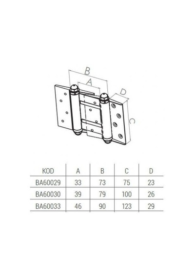 29 No / 30 No / 33 No Kadyumlu Aleratör / Yaylı / Kovboy Kapı Menteşesi