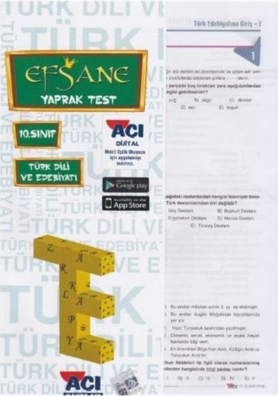 10. Sınıf Türk Dili ve Edebiyatı Çek Kopar Yaprak Test / Komisyon