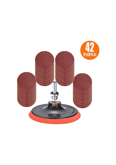42 Parça Cırt Zımpara Kağıdı Seti + Matkap Aparatı 115 Mm