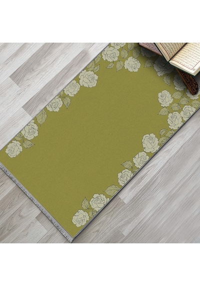 Evaşk Namazlık Dokuma Halı Kaymaz Muslumana Seccade 80 x 130 YEŞİL EVAŞK412C66