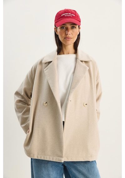 Shade Kadın Kruvaze Yaka Cep Detaylı Kaşe Blazer Ceket 60283757 - Bej