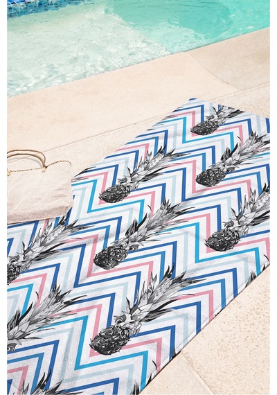 Ananas Tropikal Zigzag Plaj Havlusu-modern Marine Pastel Havuz Deniz Hızlı Kuruyan Mikrofiber Havlu Kumlu İncisi