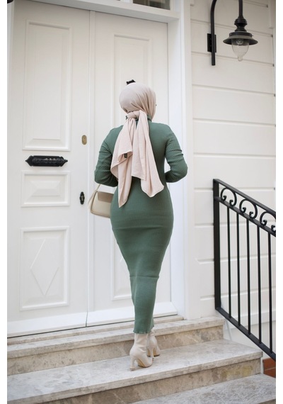 Hira Life Fashion Kadın Elbise Tesettür Giyim Balıkçı Yaka Ve Dar Kesim Triko Kalem Elbise Haki Haki Hira Life Fashion Kadın Elbise Tesettür Giyim Balıkçı Yaka Ve Dar Kesim Triko Kalem Elbise Haki Haki
