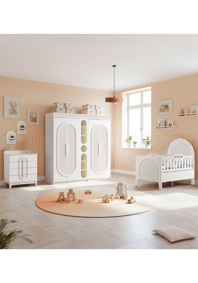 Athena Çocuk Odası, Athena 4 Kapaklı Dolap Ve Kitaplık, Şifonyer, Athena Büyüyen Beşik - Beyaz Athena Çocuk Odası, Athena 4 Kapaklı Dolap Ve Kitaplık, Şifonyer, Athena Büyüyen Beşik - Beyaz
