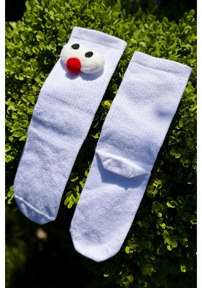 Lousocks Unisex Beyaz Pörtlek Gözlü Eğlenceli Soket Çorap