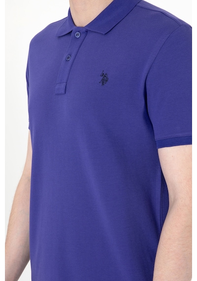 U.S. Polo Assn. Erkek Slim Fit Polo Yaka Mavi Basic Tişört 50297984-VR212