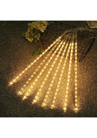 Dekoratif Sarı Renk Meteor Led Işığı 10'lu Set 45 Cm Çok Renkli