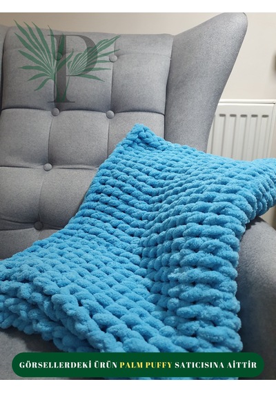 Palm Puffy Mavi Bebek Battaniyesi Mavi