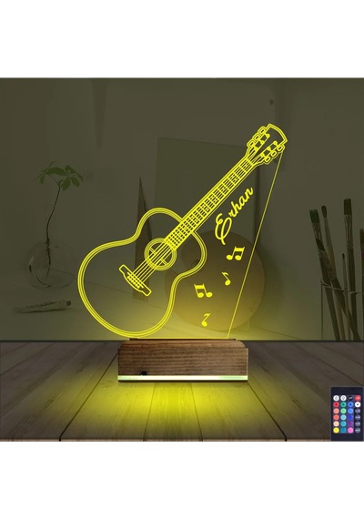 Luvivia Klasik Gitar Müzik Kişiye Özel 3d Lamba - Masa Gece Lambası Şeffaf