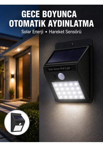 Northcity 20 Led Solar Aydınlatma - Su Geçirmez Pır Hareket Sensörlü Dış Mekan Güvenlik Işığı