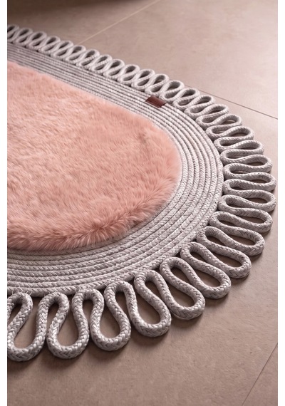 Banyo Paspası Takımı 60x100+40x60 Cm Dış Trikot Pembe & Gümüş