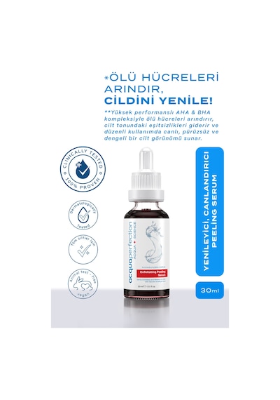 Exfoliating Cilt Tonu Eşitleyici Ve Yenileyici Kırmızı Peeling Serum 30 Ml %10 Aha %2 Bha