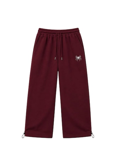 Zaee Spider Nakışlı Ayarlanabilir Paça Premium Baggy Eşofman Altı Bordo