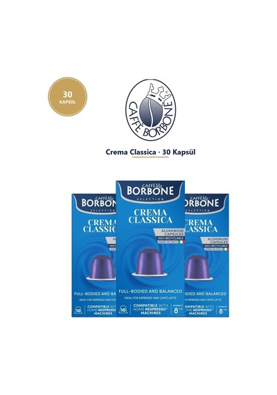 Caffe Borbone Crema Classica 30 Kapsül Nespresso Uyumlu Alüminyum Kapsül Kahve Tett 07/2027