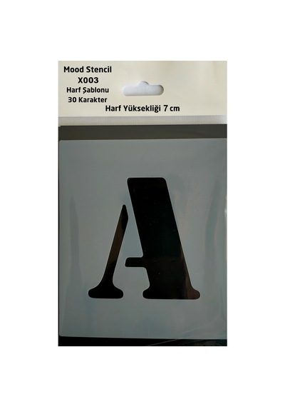 Stencil Harf Boyama Şablonu X003 Harf Yüksekliği 7 Cm