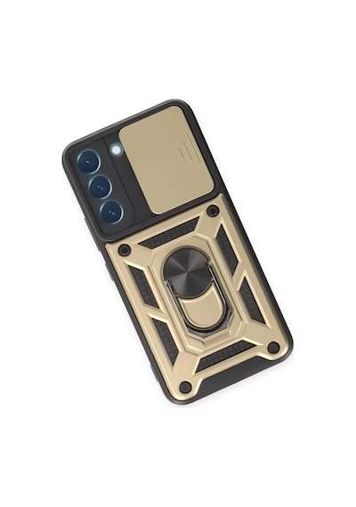 Newface Samsung Galaxy S24 Kılıf Pars Lens Yüzüklü Silikon - Gold Altın