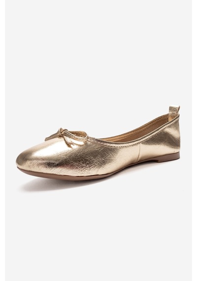 Luvishoes 01 Altın Cilt Hakiki Deri Kadın Babet Ayakkabı Altın