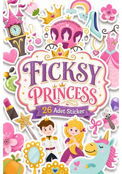 Sevimli Unicorn Prenses Sticker Seti - 26 Adet Etiket Çıkartma Diğer