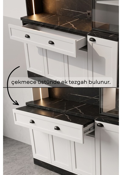 Kenzo Kahve Köşesi 150 Cm Siyah - Beyaz