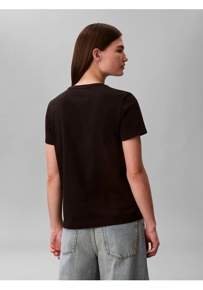 Calvin Klein Ss Woven Label Class, Ub1 Siyah Kadın T-shirt