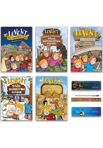 Timaş Çocuk Levent Serisi Set 5 Kitap - Doğu Ekspresinde Soygun - Levent Göbeklitepe - Mısıra Yolculuk